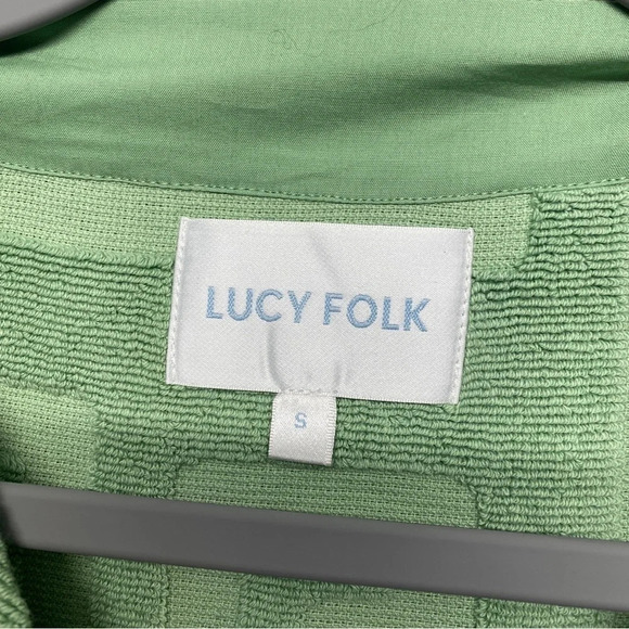 Lucy Folk Meandros Boxy Tee Agave Green Terry S Cropped - Picture 8 of 10